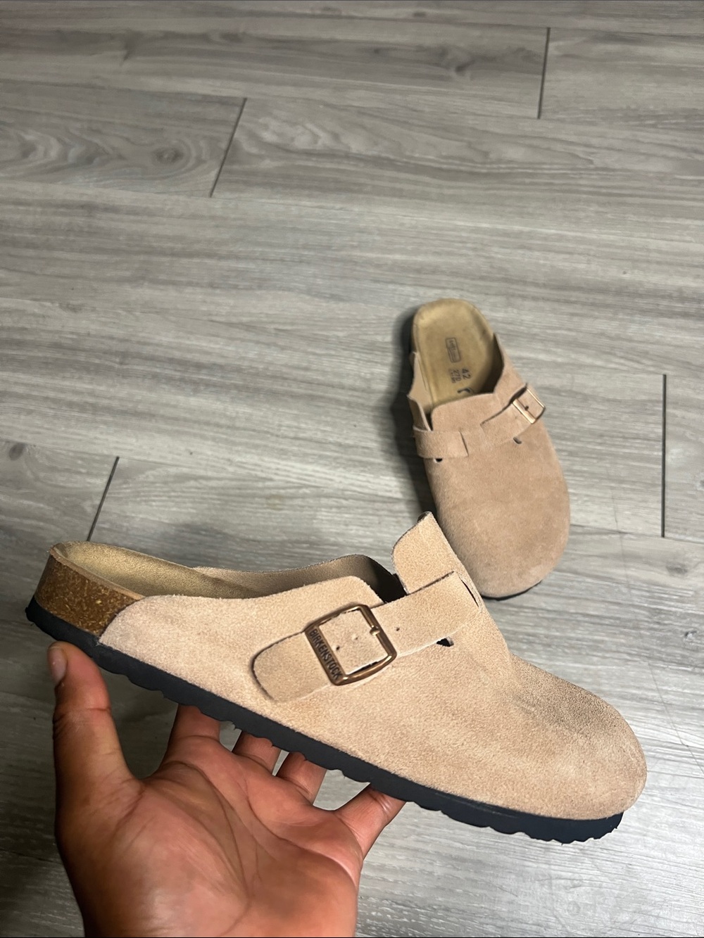 Birkenstock Suede Clogs in Light Tan (9)